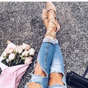 Taupe Faux Suede Lace Up Flats